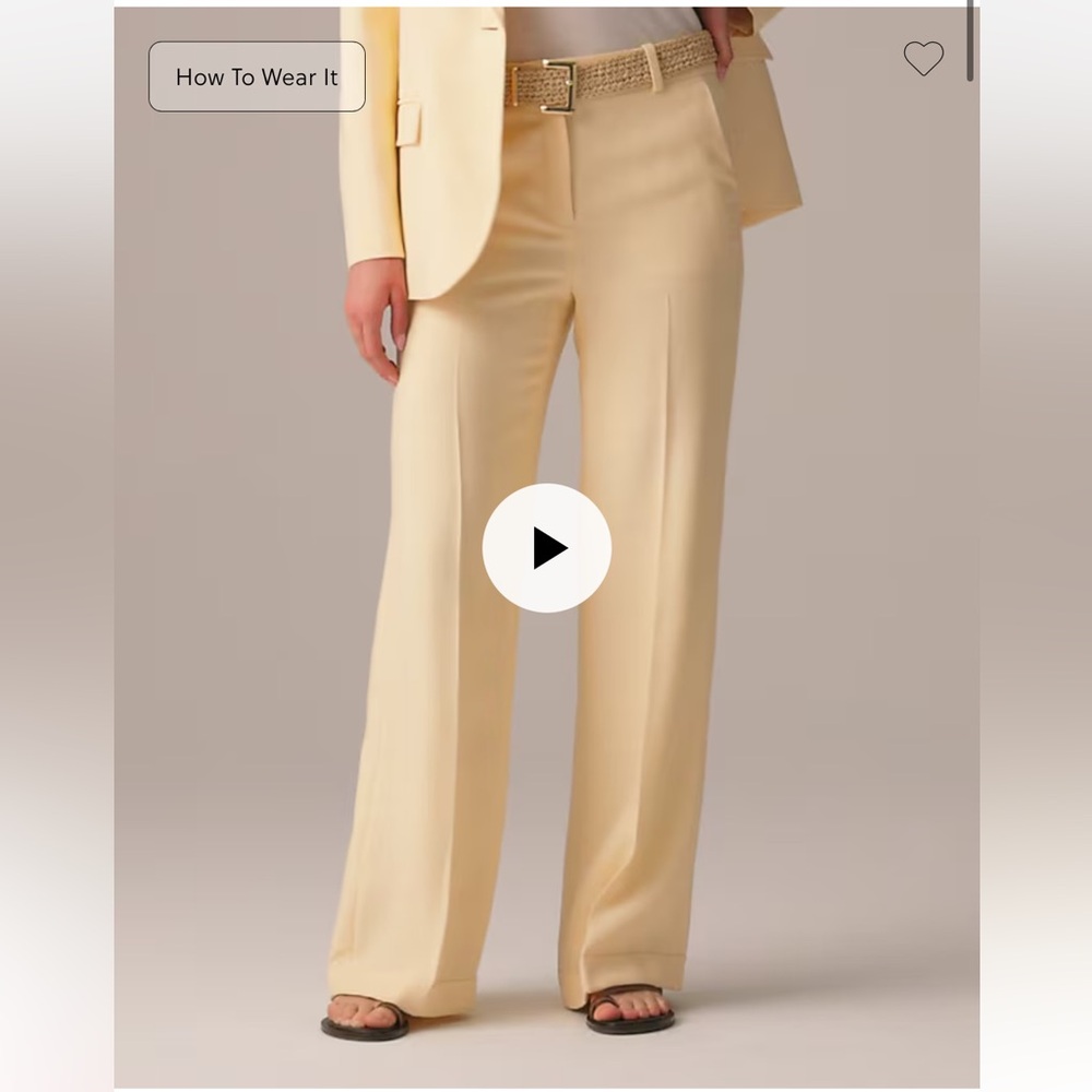 J Crew Cuffed Wide Leg Trouser Pants in Sweet Meringue